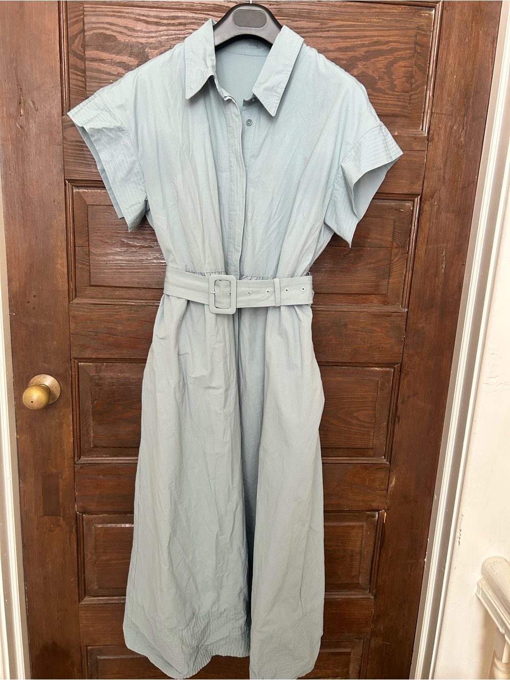 Belted Light Blue Midi Dress